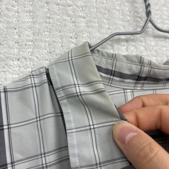 Y2K Oneill Shirt Men L GreyBlack Plaid Short Sleeve Button Up Surf Skate Casual - Picture 7 of 15